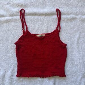 Red Smocked Cami Tank Top